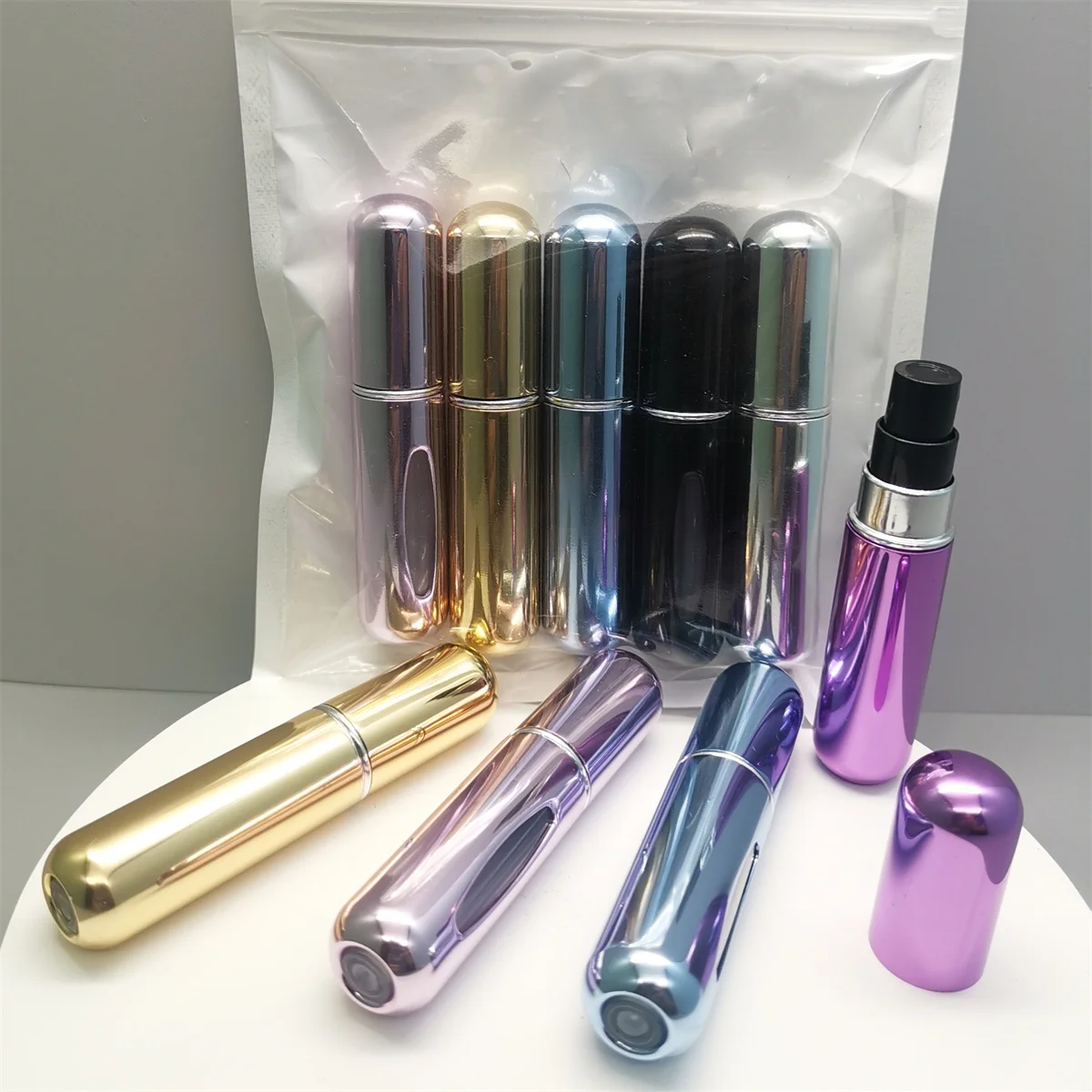 Travel Perfume Bottle 1/5Pcs Refillable Portable Mini Atomizer Spray Refill Bottle Women Pocket Dispenser Cologne Sprayer 5ml