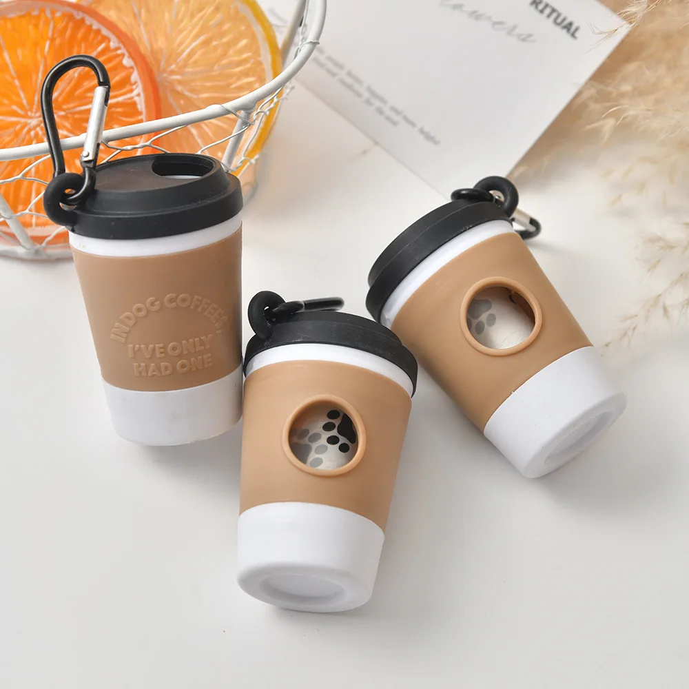 Dog Poop Bag Holder Dog Walking Bag Creative Design Coffee Cup Pet Garbage Bag Dispenser Portable Outdoor Toilet Picking Storage