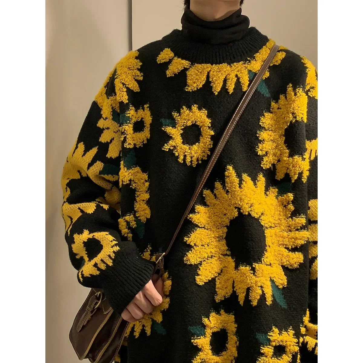

Winter Sunflower Warm Sweaters Male O-Neck Pullovers Sweater for Men Loose Casual Sweater Oversize Thick Knitted Couple Unisex