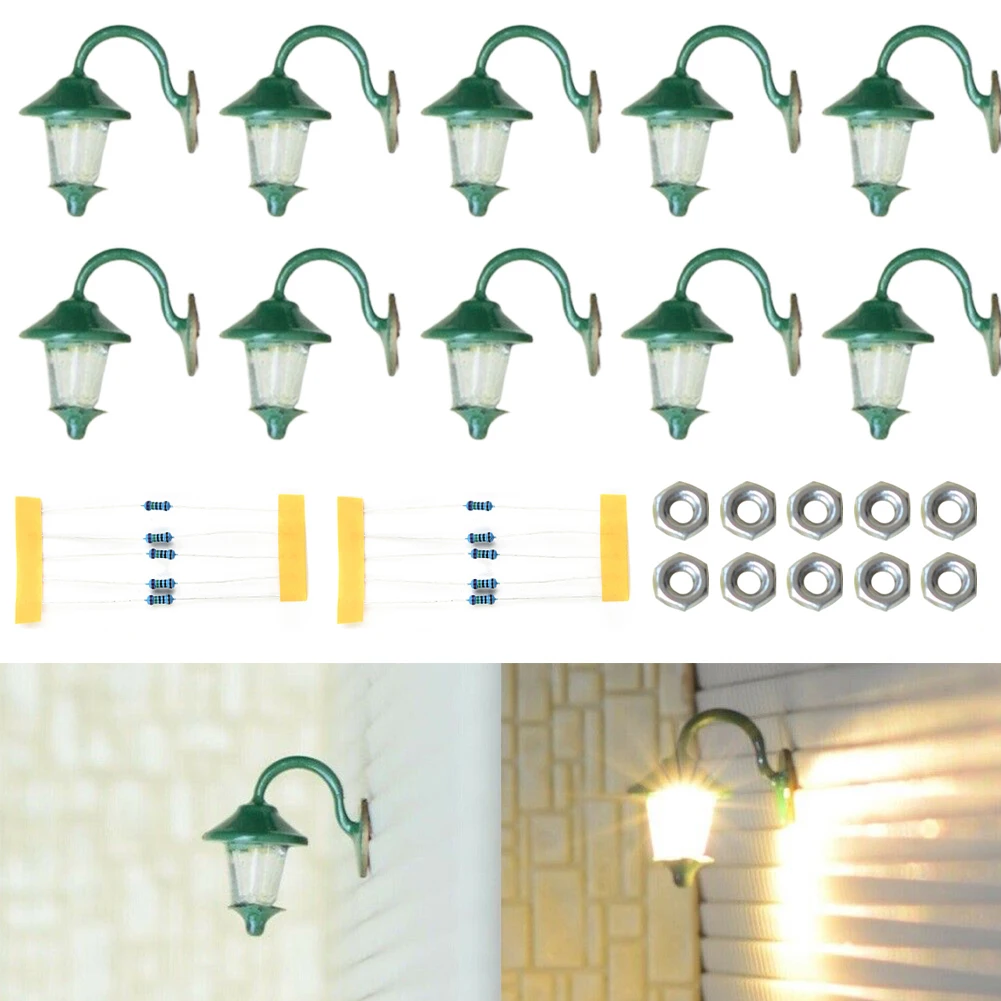 10 Piece Model Wall Lamps LED Street Lamps 1-Flame For H0 Houses Building Set Model Garden Decor Wall Lights Model Accessories 2
