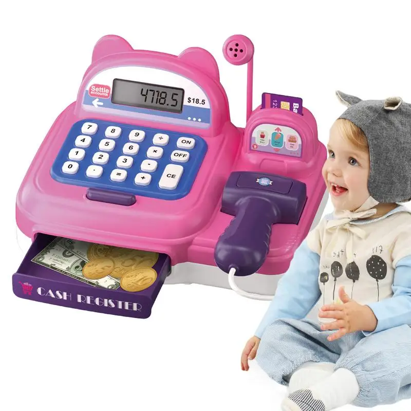 

Pretend Cash Register For Kids Grocery Supermarket Playset With Sound Microphone Scanner Funny Creative Cashier Register