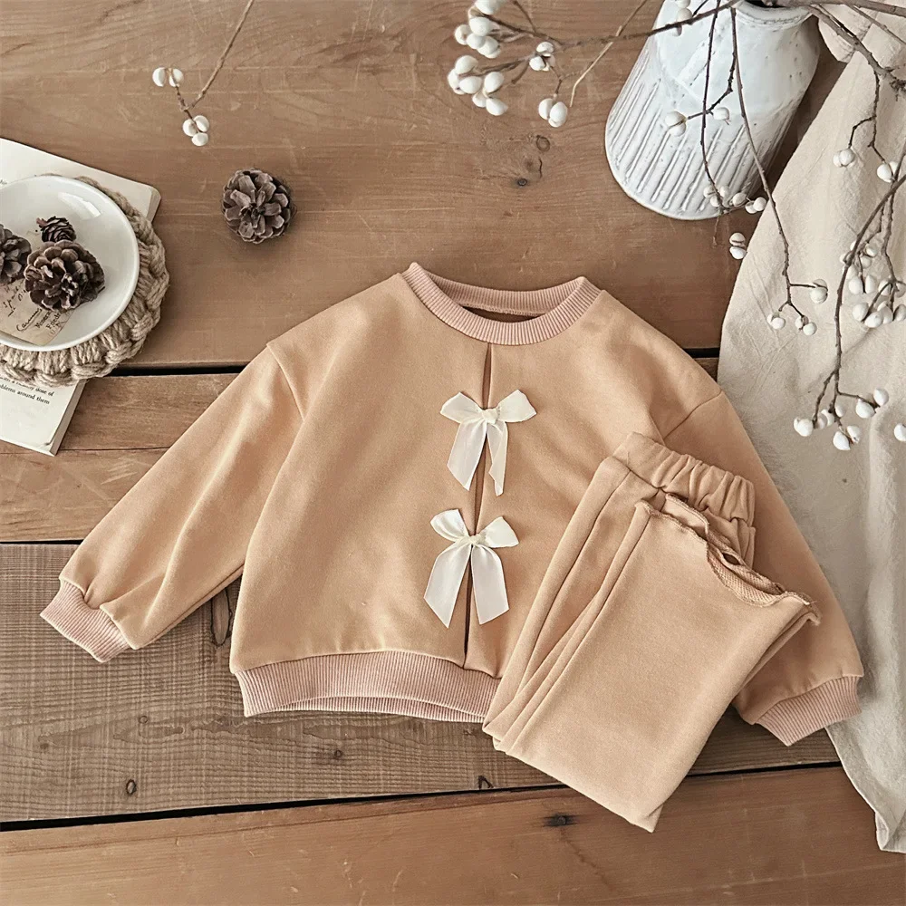 thumbnail image 1 of Spring and Autumn Baby Clothing Set 0-3Y Cute Bow Hoodie and Pants 2Pcs Girls Suit Toddler Casual Pullover Outfit, 1 of 6