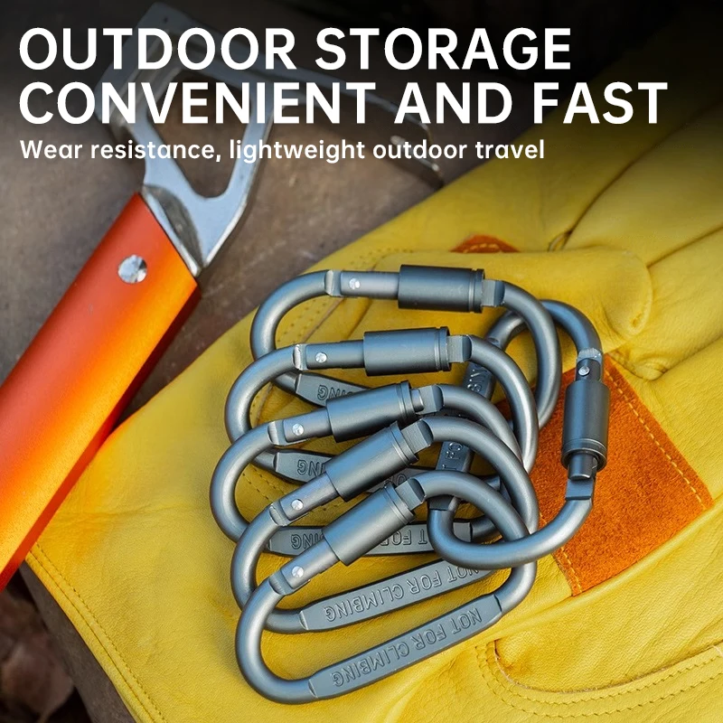 Climbing buckle Outdoor Mountaineering Buckle Type D Quick-hanging Buckle Multi-functional Backpack Lightweight Keychain Clip Spring Hook