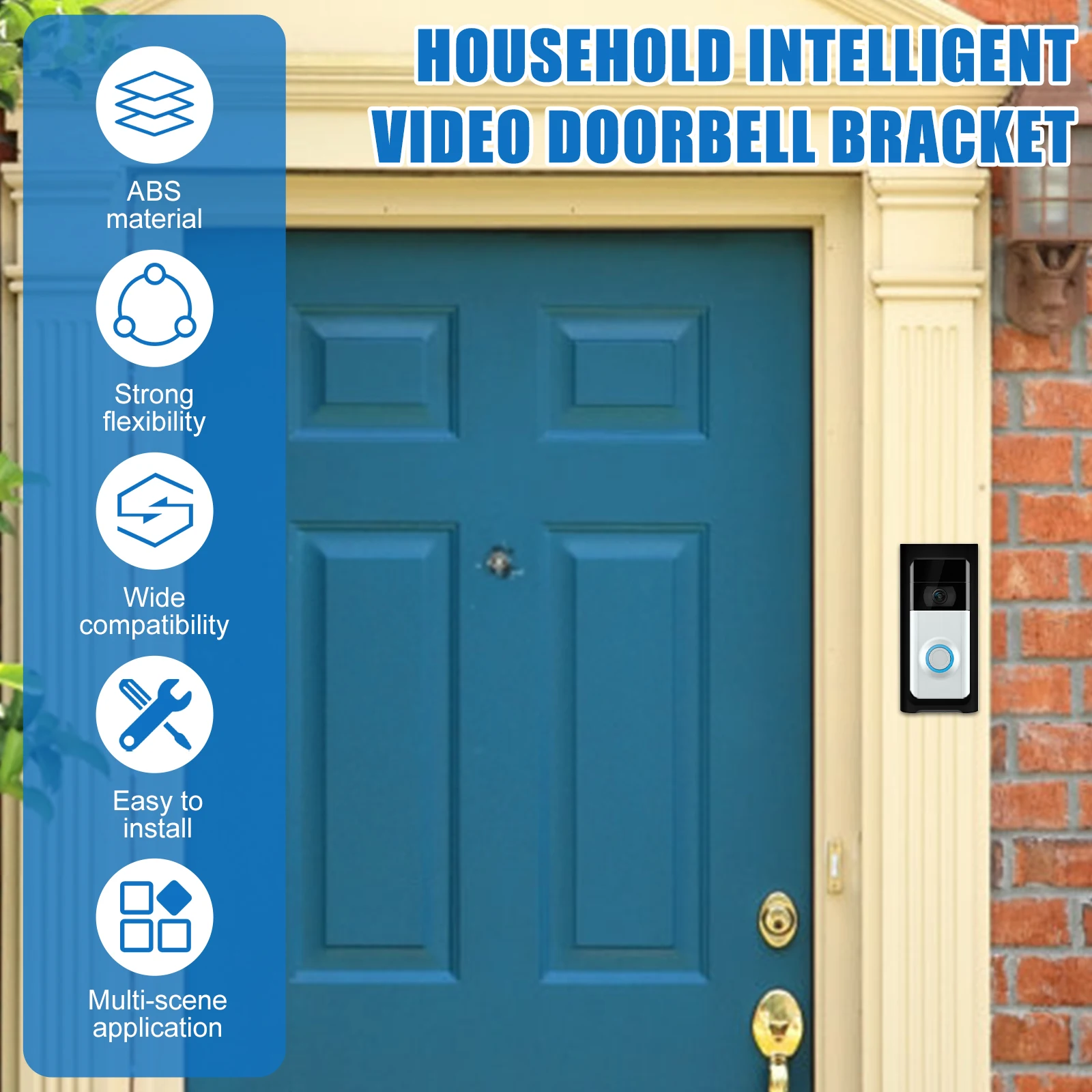 Doorbell Holder Mount No Drill Camera Doorbell Mounting Bracket Plastic Video Bell Holder Not Block for Houses Apartments Rental