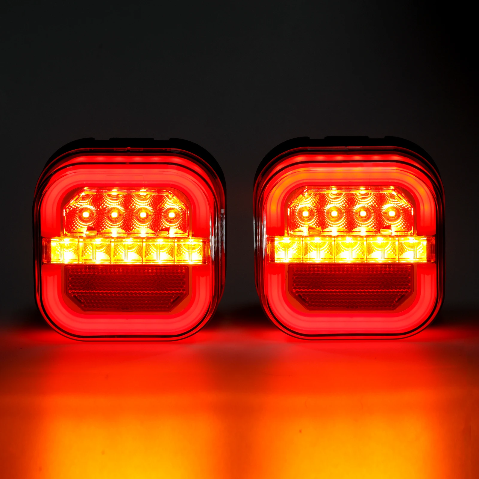 LED Magnetic Wireless Trailer Tail Lights Kit with 7 Pin Plug Waterproof Trailer Light Cable-Free for Truck Lorry Van RV Caravan