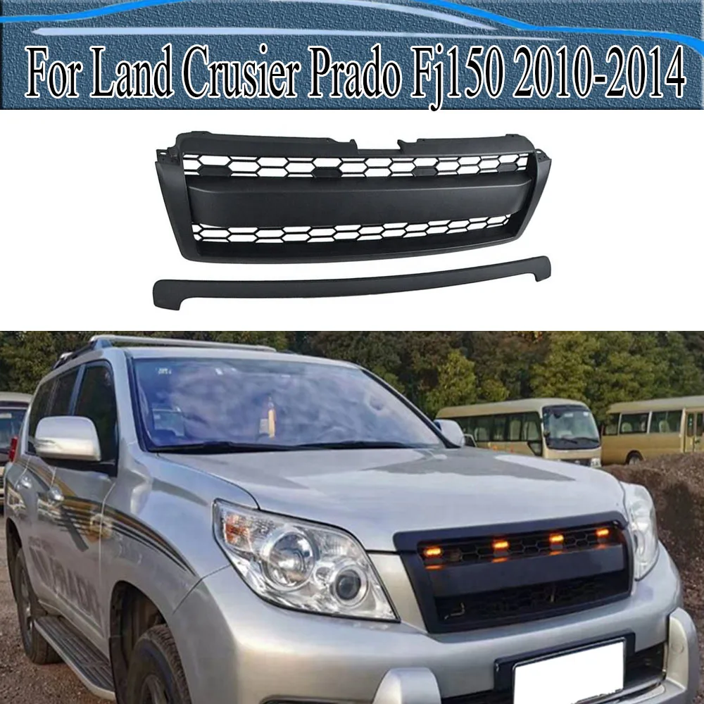 

For Land Crusier Prado Fj150 2010-2014 4x4 Off Road Auto Racing Grille Front Upper Grill Black Grille With Led Letter