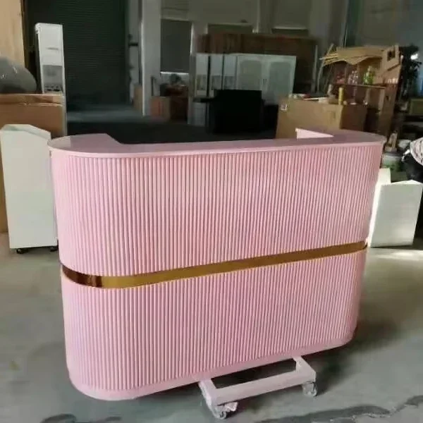 Cashier Reception Desk Durable Counter Hot Pink or White for Beauty Salon Barbershop Use
