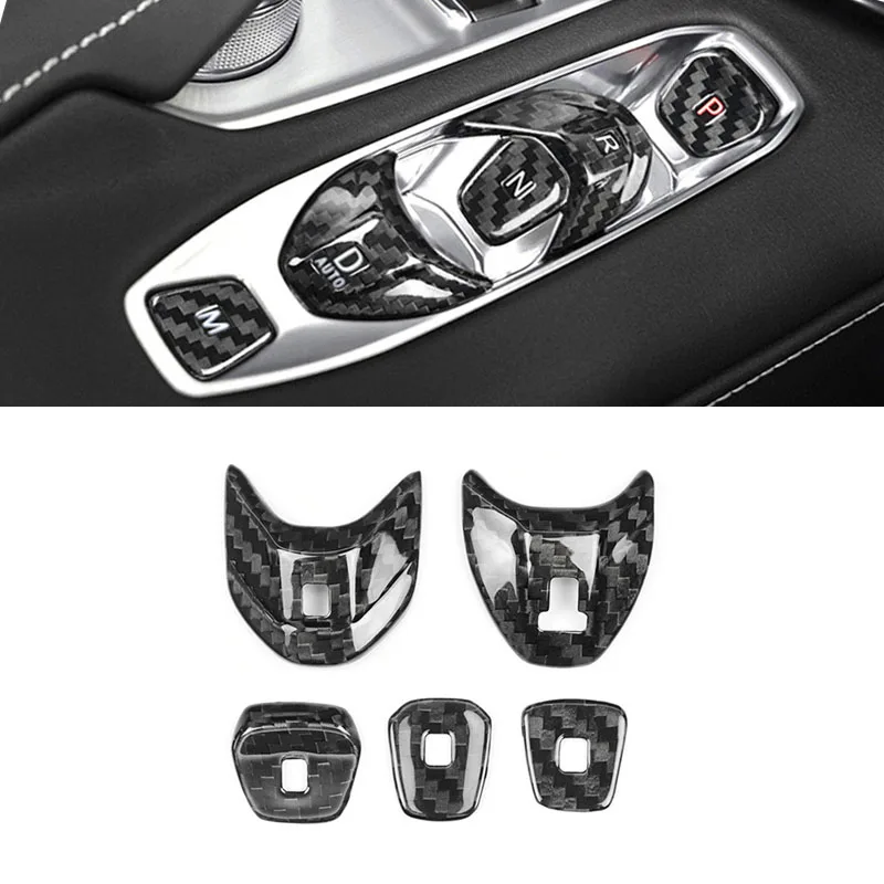 

Real Hard Carbon Fiber Cover For Chevrolet Corvette C8 2020 2021 2022 2023 Car Console Gear Shift Button Sticker Accessories