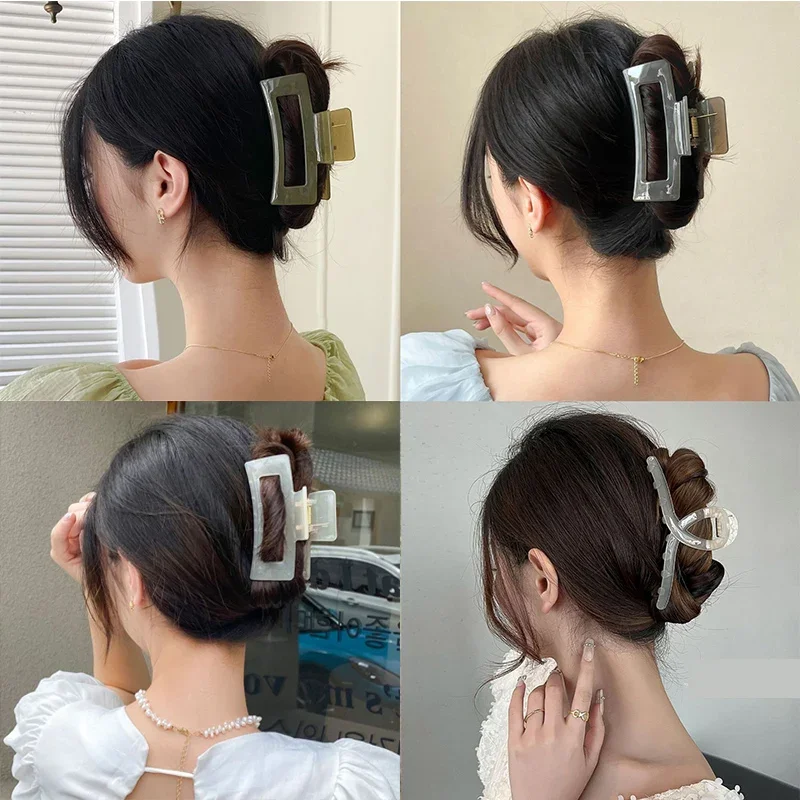 

2024 Hair Claw Clip for Women Girl Plastic Transparent Large Hair Claw Clip Crab Women's Big Clips Claws Girl Hair Accessories