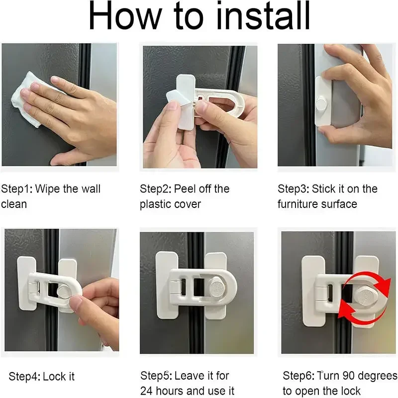 Cabinet Drawer Lock Refrigerator Door Latch Durable Plastic Baby Safety Lock Multifunction Kids Security Protection Useful