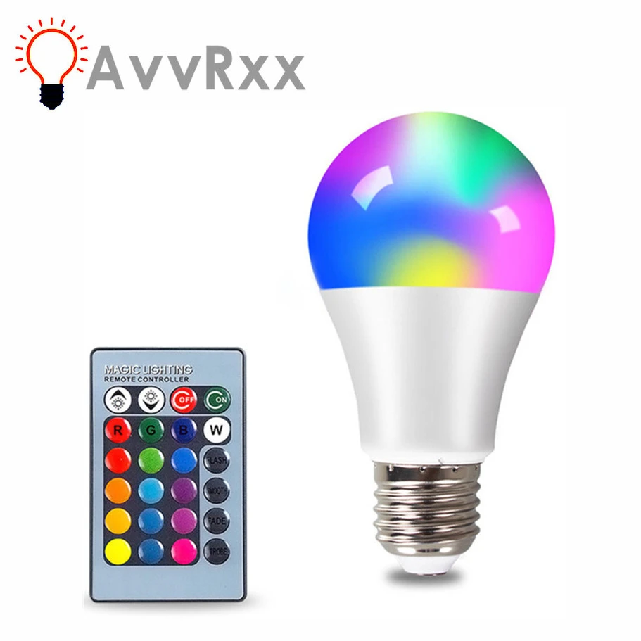 E27 LED RGB Lamp Spotlight Bulb AC 85 265V Bombillas LED 4W 10W 15W IR