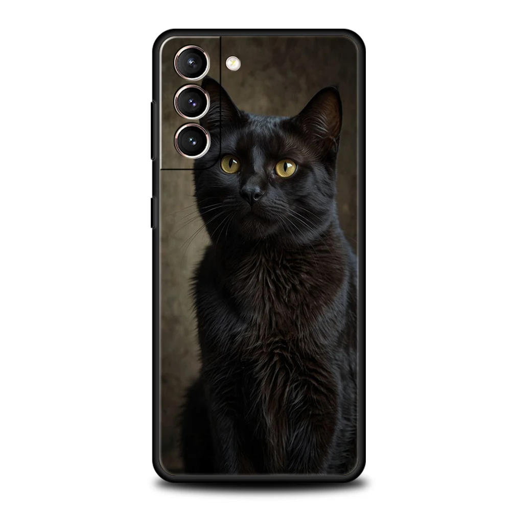 Elegant Black Cat Soft TPU Phone Case - Sleek and Stylish Protective Cover