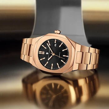 SAPPHERO Mens Watch 100M Waterproof Stainless Steel MIYOTA Quartz Movement Casual Business Style Wristwatch Luxury Elegant Gift