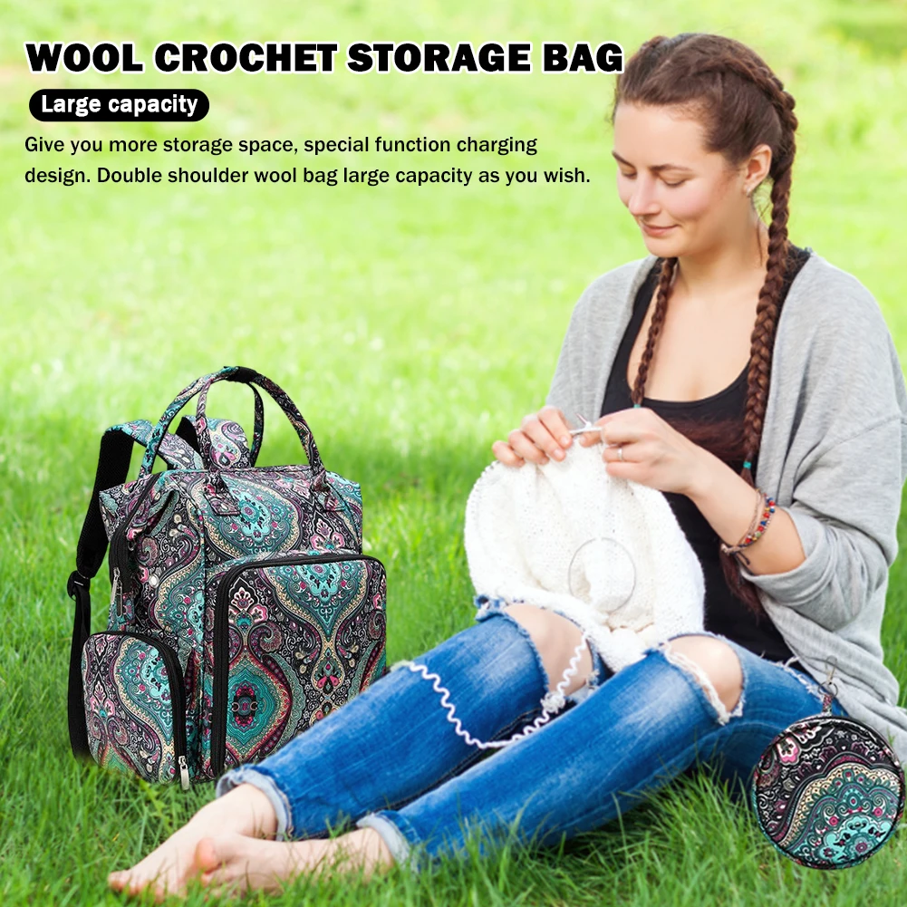 Knitting Bag Backpack for Traveling for Crochet Hook Durable Knitting  Supplies Skeins Yarn Storage Organizer Yarn Storage Bag