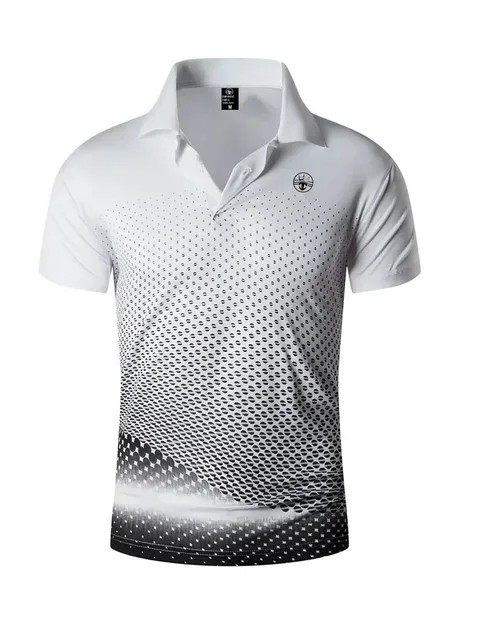 Men's sports polo shirt quick-drying lapel training short-sleeved couple style summer casual digital printed tennis T-shirt 2