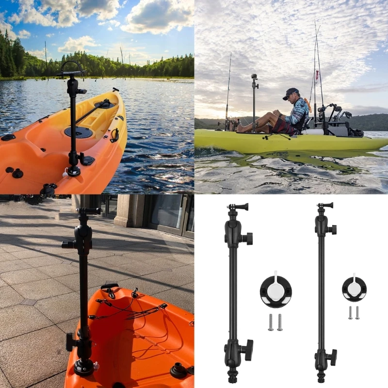 Marine Boats Camera Mount Brackets Accessories Adjustable Kayak Camera Mount Base Safety Holder with Long Arm, 24BD