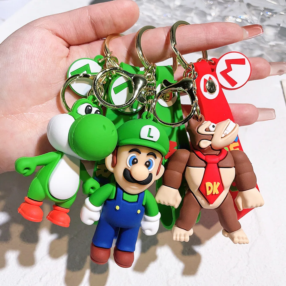 19 Styles Anime Keychain Mario Bros Luigi Toad Bowser Action Figure Model PVC Cartoon Bag Doll Pendant Toys Gift