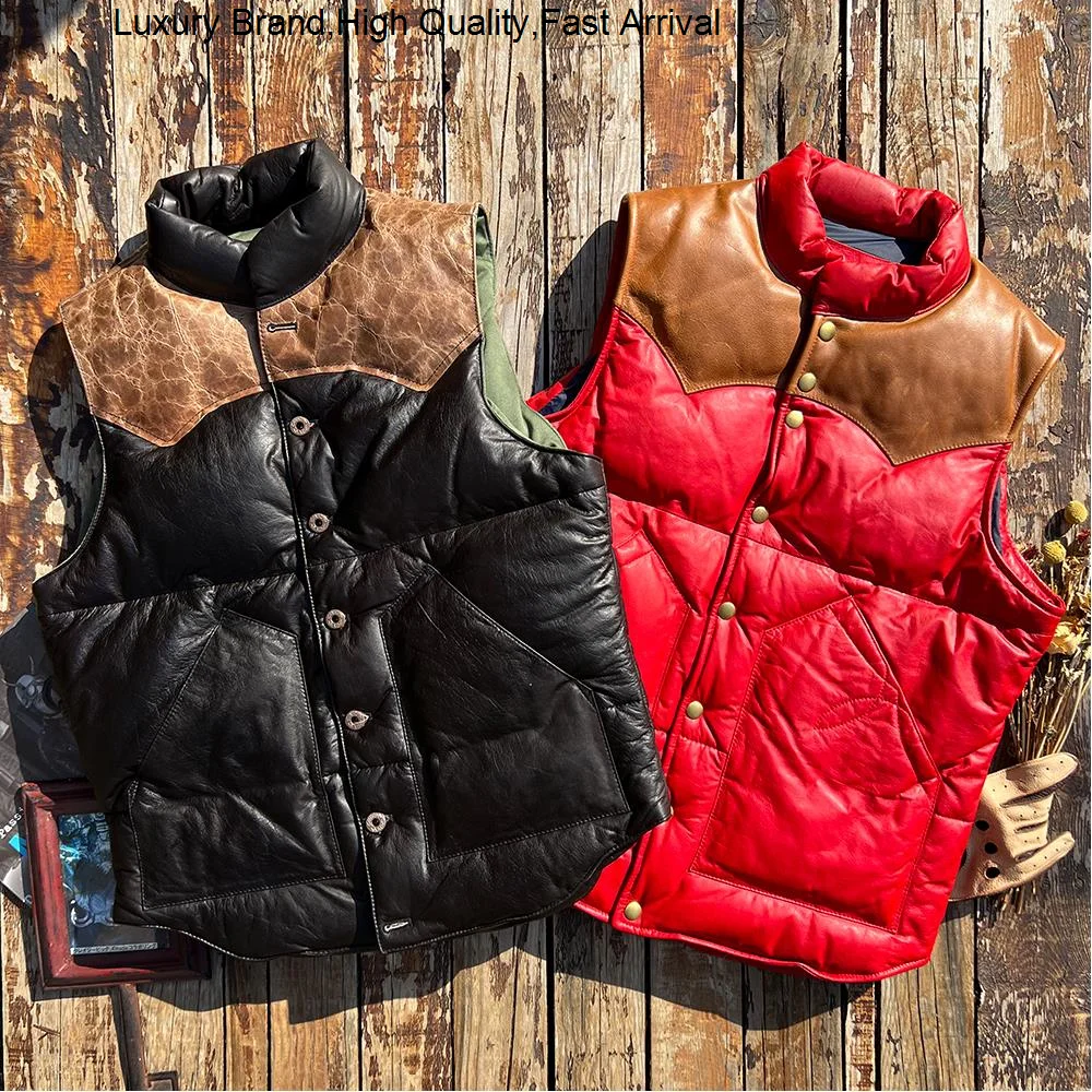 

Cow Leather duck down vest for men and women to wear