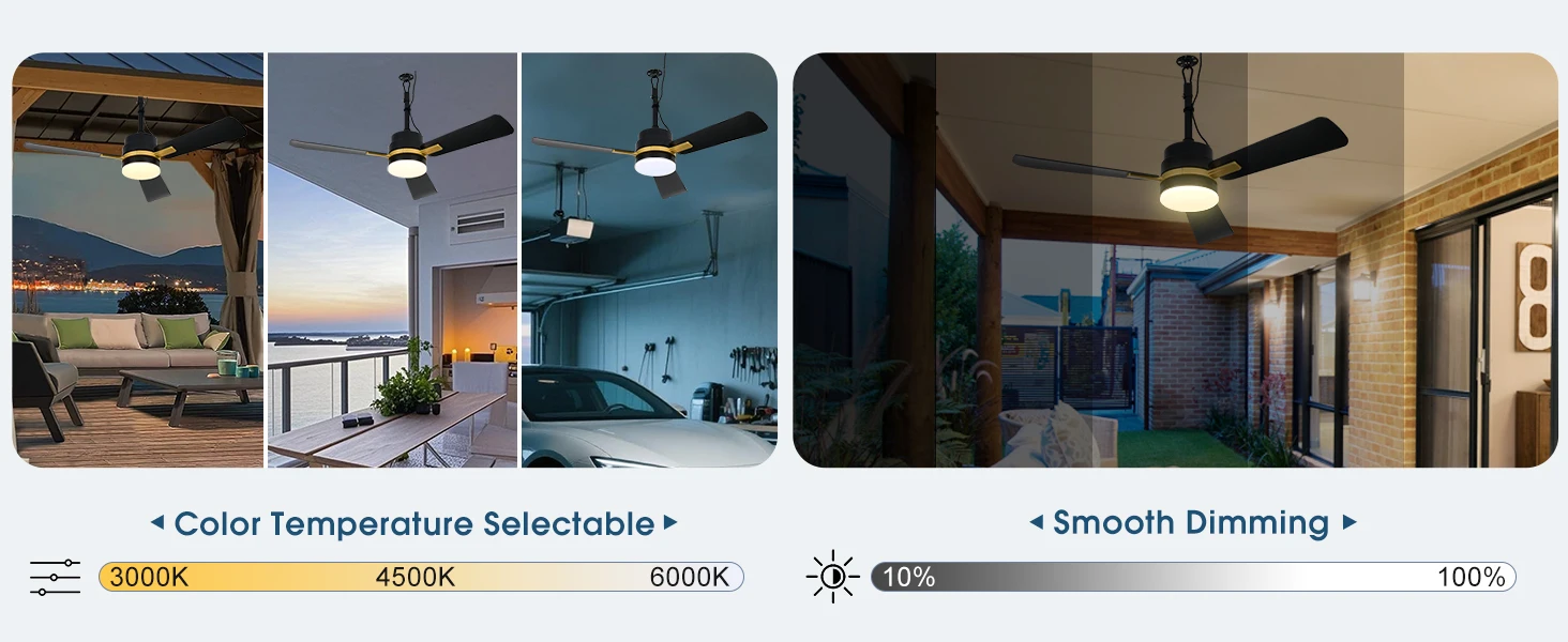 Sealing Led Ceiling Fan with Light Remote Control EU/US Standard Black/Gold Ceiling Lamp Fan 105cm Electric Fan Light Fixture