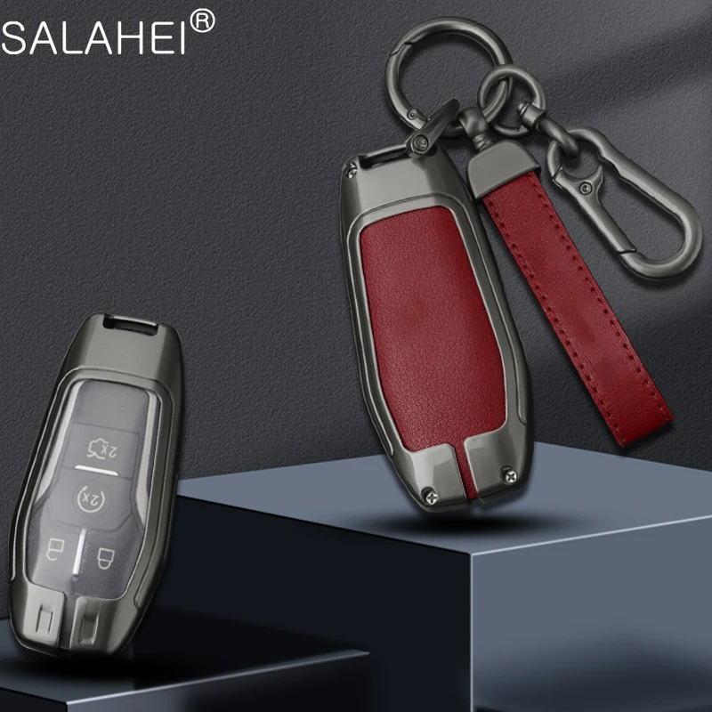 

Zinc Alloy Leather Car Remote Key Case Full Cover Shell For Ford Fusion Mondeo Mustang F-150 Explorer Edge 2015-2018 Accessories