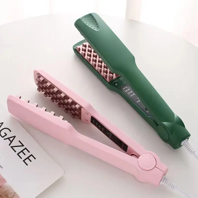 Professional Volumizing Hair Iron Ceramic 3D Grid Hair Crimper Curling Tools Splint Flat Iron Styling Tools
