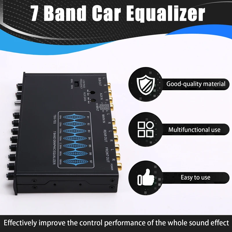 PPYY-7 Band Car Equalizer Audio EQ Tuning Crossover Amplifier Parametric Car Preamplifier Audio Equalizer +-12Db