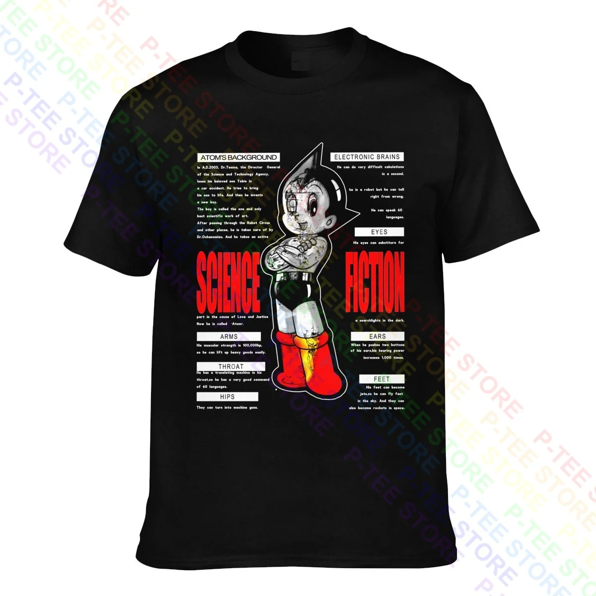 Evintage Astro Boy Mighty Atom 3D Hologram Tezuka Productions T-shirt Tee  Shirt Unique Streetwear