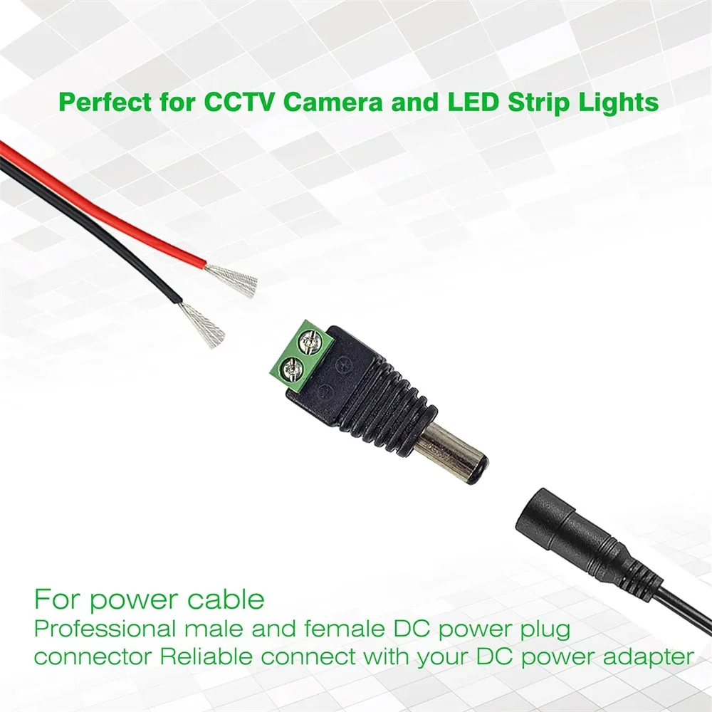 Male and Female Welding-Free DC Plug 5 Pairs 5.5*2.1mm Female Head Green Terminal Monitoring Power Plug Push-But