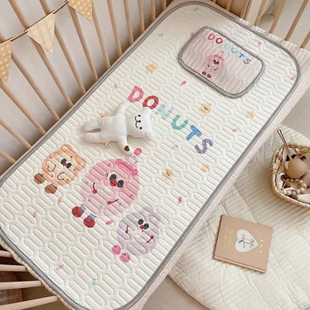 냉각 비스코스 섬유 라텍스 매트 세트, 어린이 만화 팬더 딸기 여름 침대 시트 패드, 60x120cm 접이식 아기 가정용 섬유, 2 개