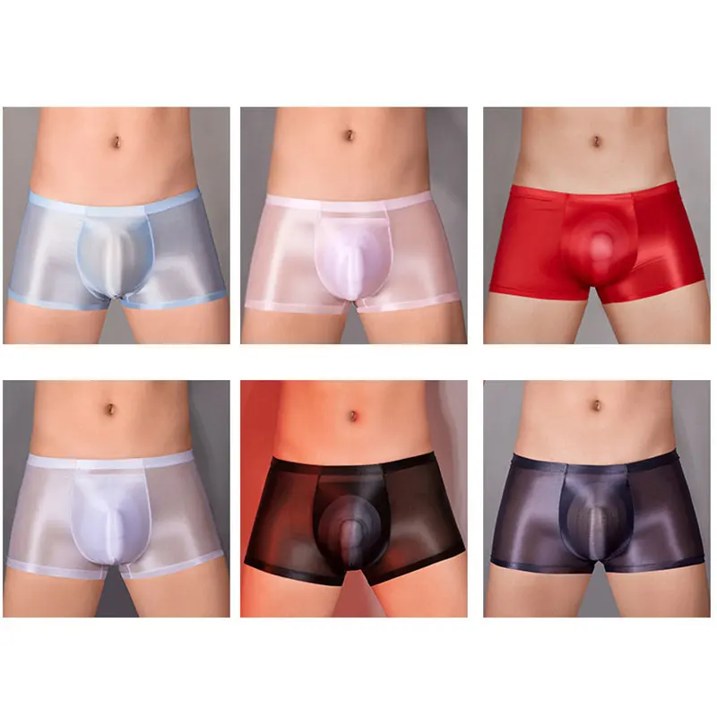 Sissy Full Transparent Briefs High Elastic Underwear Gay Man Ultra Thin Mesh Silky Panties Oil Shiny Penis Pouch Underpants 3