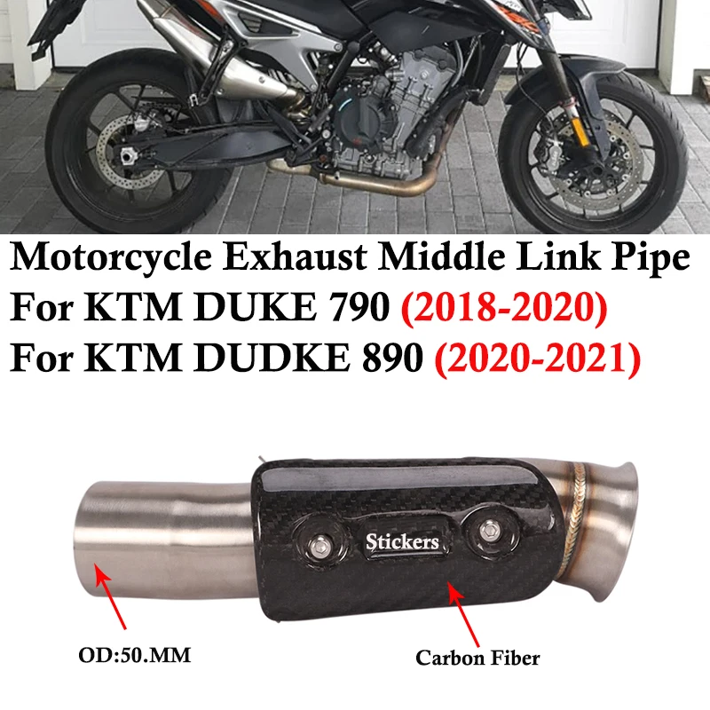 

Для выхлопных систем мотоциклов KTM Duke790 Duke890 Duke 790 890 2018 - 2021 Espace, Обложка из углеродного волокна, средняя Соединительная труба 51 мм Mufller