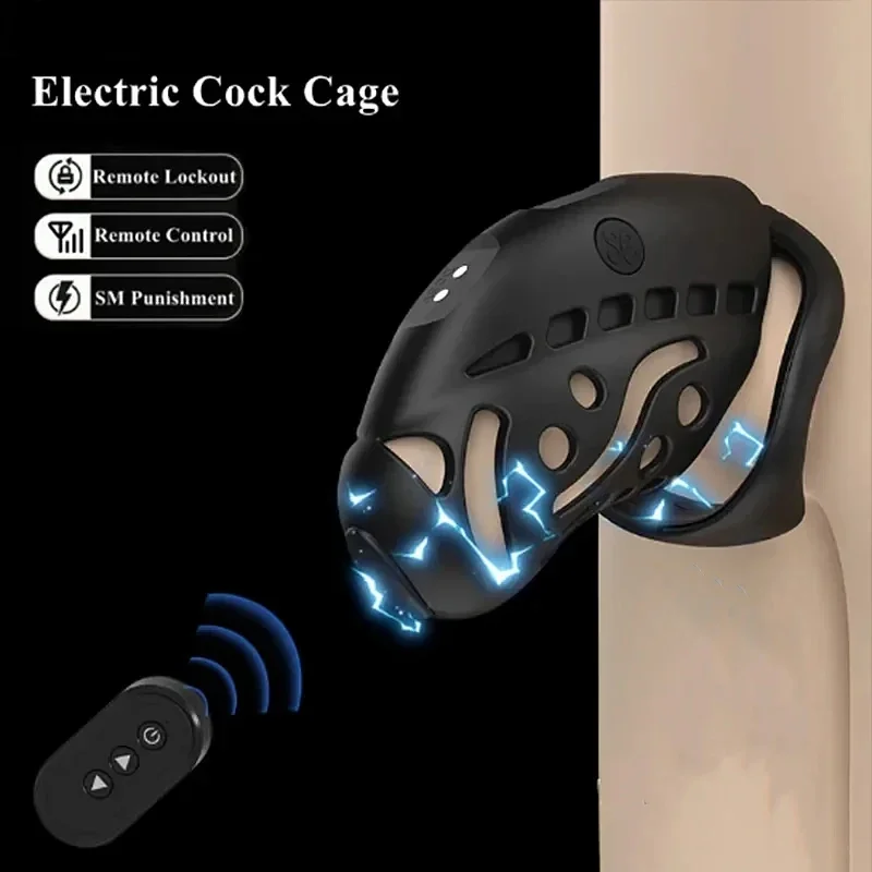 Penis Chastity Cage Male Chastity Cage Electric Shock Remote Control With Urethral Blockage