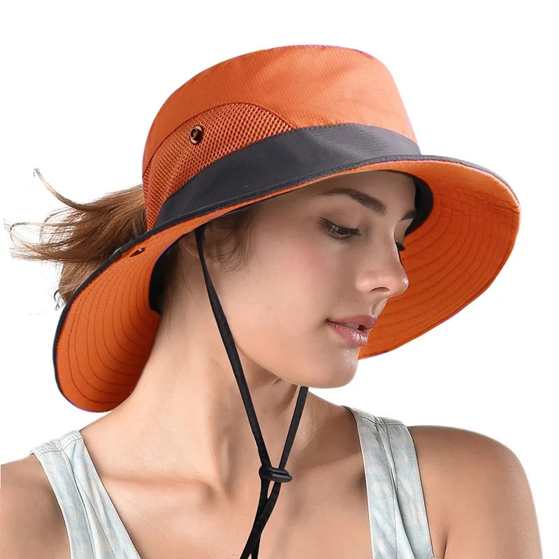 Safari Sun Hats for Women Summer Hat Wide Brim UV UPF Protection Ponytail Outdoor Fishing Hiking Hat for Female