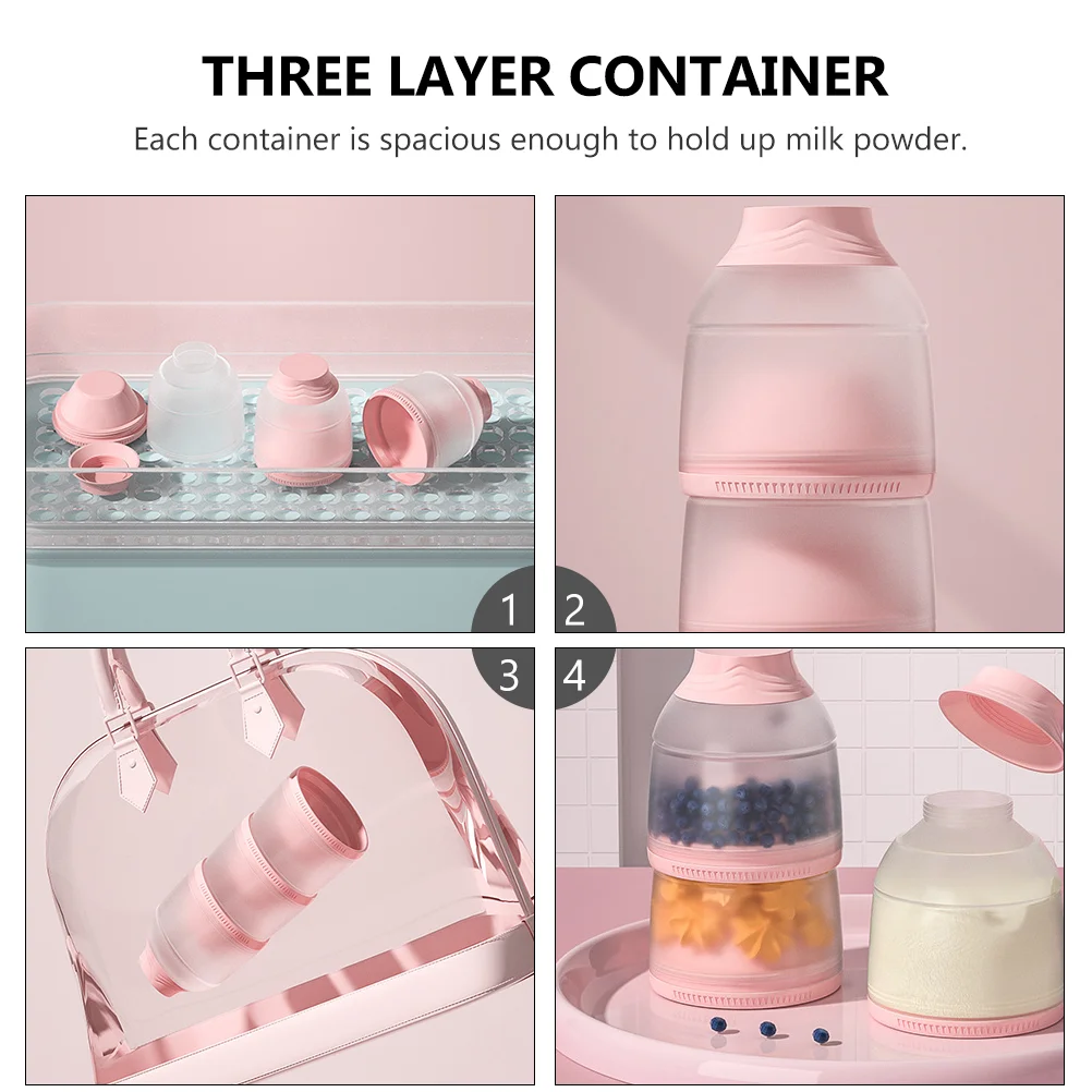 Portable 3 Layers Milk Powder Box Baby Food Storage Container Snack Cups Dispenser Pp Material Formula Feeding Travel