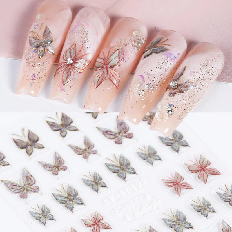 

Korean Shiny Butterfly Nail Art Stickers 3D Butterfly Self-Adhesive Manicure Decals For Girls Nail Decoration Accessories