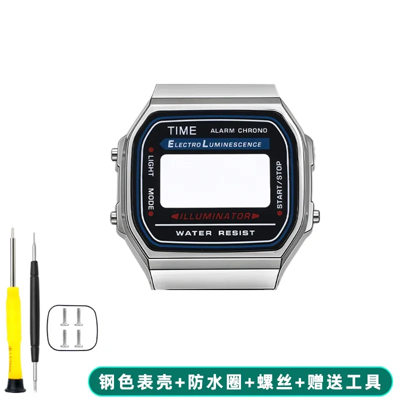 Premium Stainless Steel Watch Case Mod Kit with Glass Waterproof Ring and Screws - Full Metal Replacement Accessories