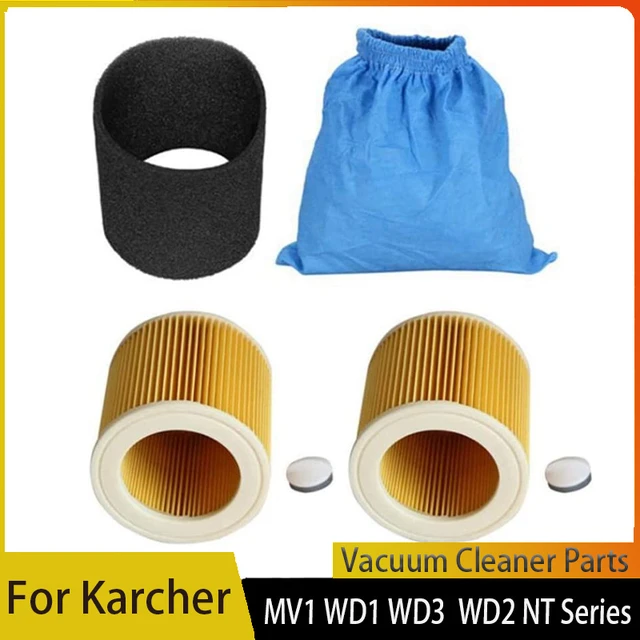 4 bolsas de filtro textil de piezas, filtro Hepa de espuma húmeda y seca  para Karcher MV1 WD1 WD2 WD3 piezas de aspiradora - AliExpress