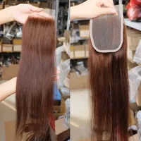 Vente en gros # 4 brun vierge cheveux humains 4x4 5x5 13x4 13x6 dentelle fermeture frontale transparente dentelle brésilienne cheveux fermeture pour perruque faire 4