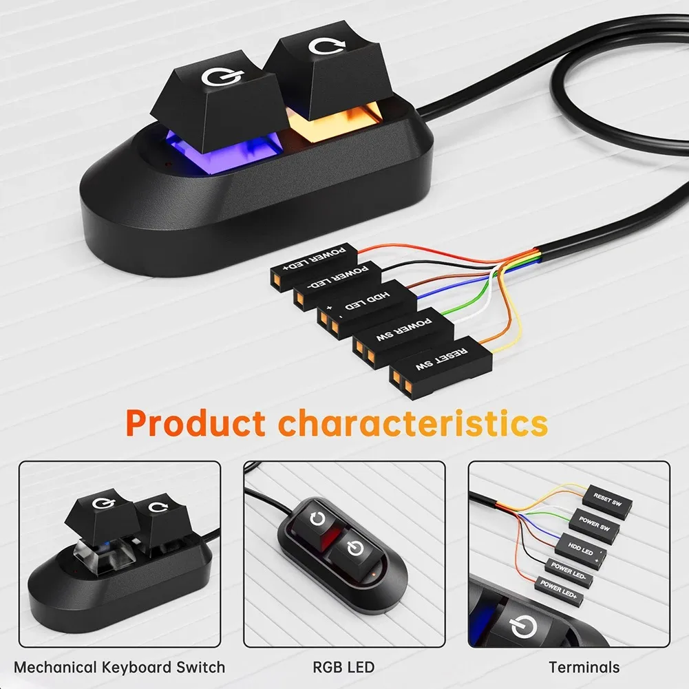 2M Mechanical Key External Power On Off Motherboard Switch On Off Power SW Cables PC Power Switch Button for Home Office PC Case — view 5