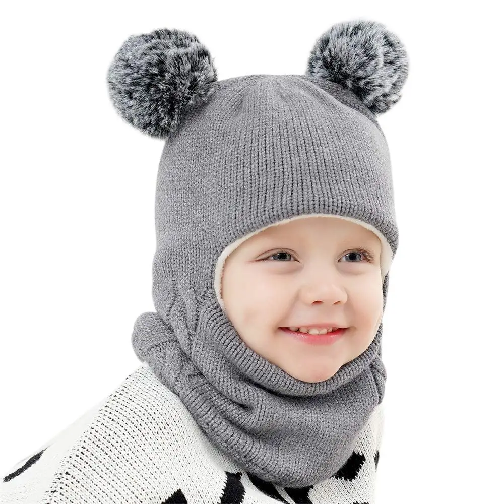 

Cute Baby Winter Hat Scarf Set Fleece Thicken Ear Protection Pullover Cap Unisex Infant Toddler Kids Hats Scarves Warm