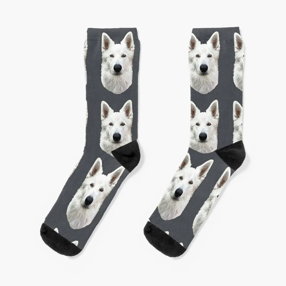 

White Swiss Shepherd Dog Socks gifts funny sock christmas gift Socks For Girls Men's