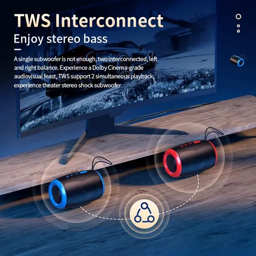TSN-1 휴대용 무선 블루투스 스피커, 5.3 스테레오 FM, SD, USB 디스크, Aux 모드, 야외 하이파이 사운드 방수 4