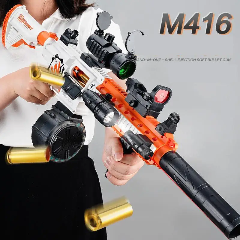 

M416 Blaster Gun Toy Soft Bullet Toy Gun Manual Automatic Shooting Airsoft Cs Games Gel Ball Blaster Boys Weapon Fake Gun Toy A2