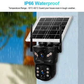 KERUI 6MP WIFI 4G Telecamera solare Telecamera IP a doppio obiettivo Sorveglianza esterna impermeabile CCTV Video Pannello solare di sicurezza domestica
