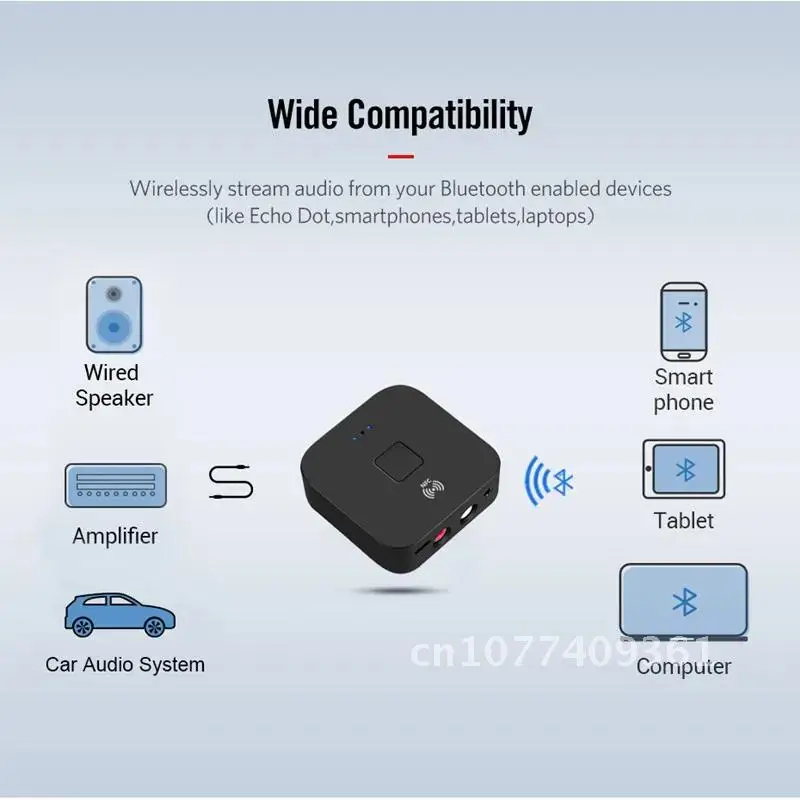 

Wireless Adapter for Car Kit Amplifier 2 Speakers Auto ON Bluetooth 5.0 Audio Receiver NFC RCA 3.5mm AUX Jack Aptx Stereo Music
