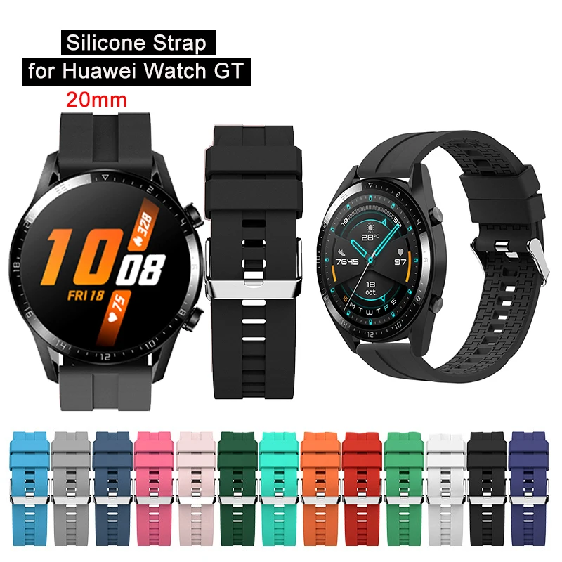 

20mm Universal Sport Silicone Strap for Huawei GT2 42mm Bracelet for samsung Galaxy watch Active 2 40/44mm Replacement watchband
