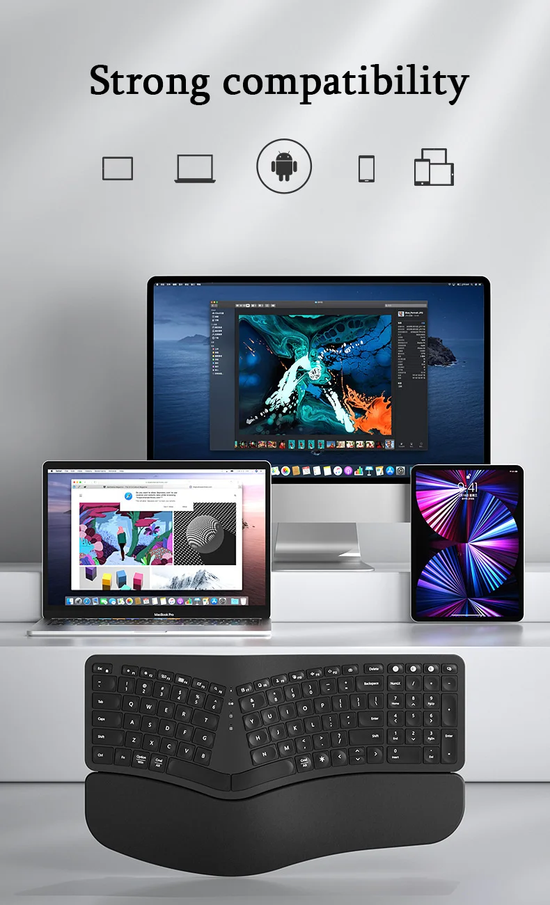 fio com descanso de pulso, Bluetooth, 2.4G, apto para Windows, Mac
