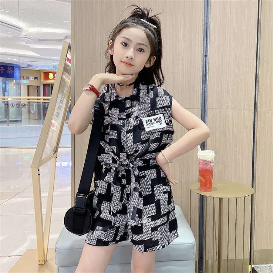 

Girls Outfit Sets Kids Clothes Summer Fashion Child Sleeveless Shirt Tops Pant Sets Children's Clothing Baby Girl Clothes