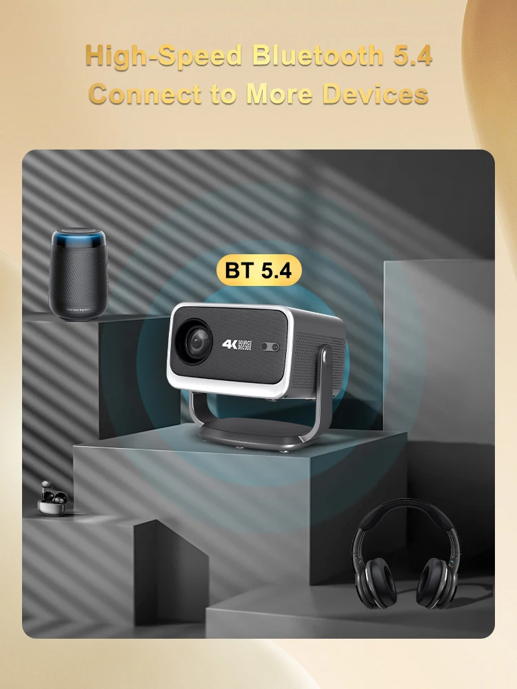 오리지널 스마트 비디오 프로젝터 500 안시 자동 초점 2GB+8GB 안드로이드 TV 12 프로젝터 WiFi6 MAX 4K 미니 휴대용 프로젝터
