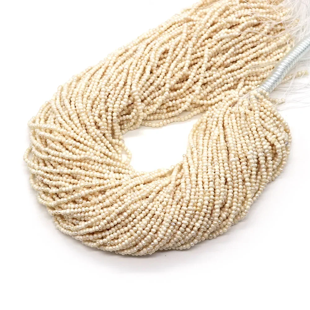 1strand 3-4mm Natural Freshwater Pearl Loose Beads Irregular Round Shaped Matte Beads White Color DIY  Making Necklace Bracelets